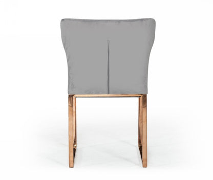 Gray and Gold Upholstered Fabric Wing Back Dining Side Chair