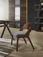 Set of Two Gray And Walnut Fabric And Wood Modern Dining Chairs