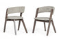 Set of Two Gray and Brown Upholstered Fabric Dining Arm Chairs