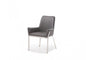 Gray and Silver Upholstered Faux Leather Dining Arm Chair