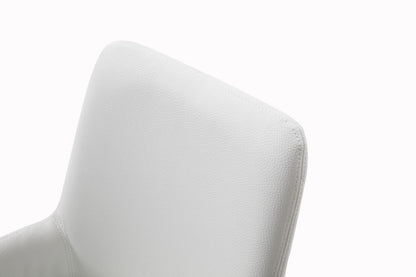 White and Silver Upholstered Faux Leather Dining Arm Chair