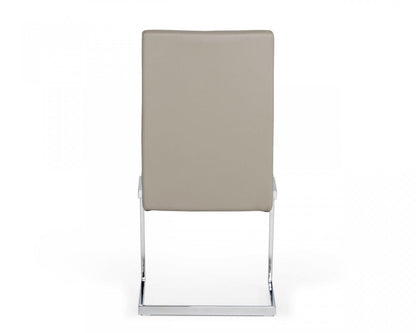 Set of Two Gray And Silver Upholstered Faux Leather Dining Side Chairs