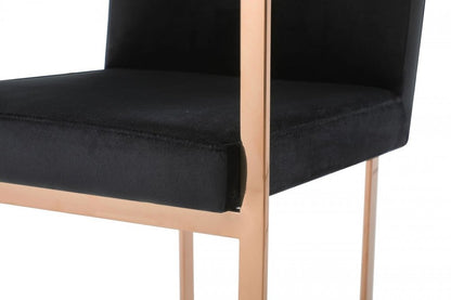 Black and Gold Upholstered Fabric Dining Arm Chair