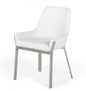 White and Silver Upholstered Faux Leather Dining Arm Chair