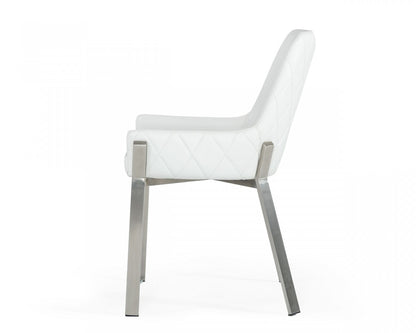 White Brushed Stainless Steel Dining Chair