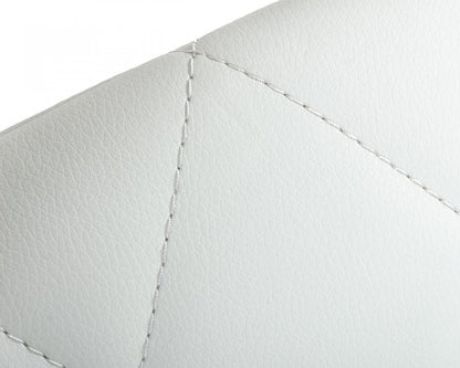 White and Silver Upholstered Faux Leather Dining Arm Chair