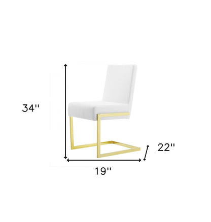 Set of Two White Gold Modern Dining Chairs