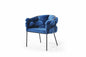 Blue and Black Upholstered Fabric Dining Arm Chair