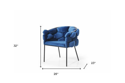 Blue and Black Upholstered Fabric Dining Arm Chair