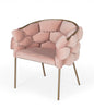 Pink And Brass Upholstered Fabric Dining Arm Chair