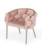 Pink and Brass Upholstered Fabric Dining Arm Chair