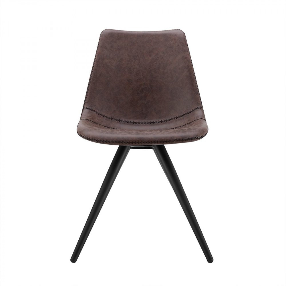 Set of Two Brown and Black Upholstered Faux Leather Dining Side Chairs