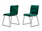 Set of Two Green and Black Upholstered Fabric Dining Side Chairs