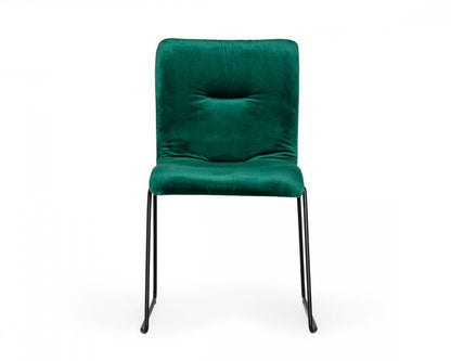 Set of Two Green and Black Upholstered Fabric Dining Side Chairs