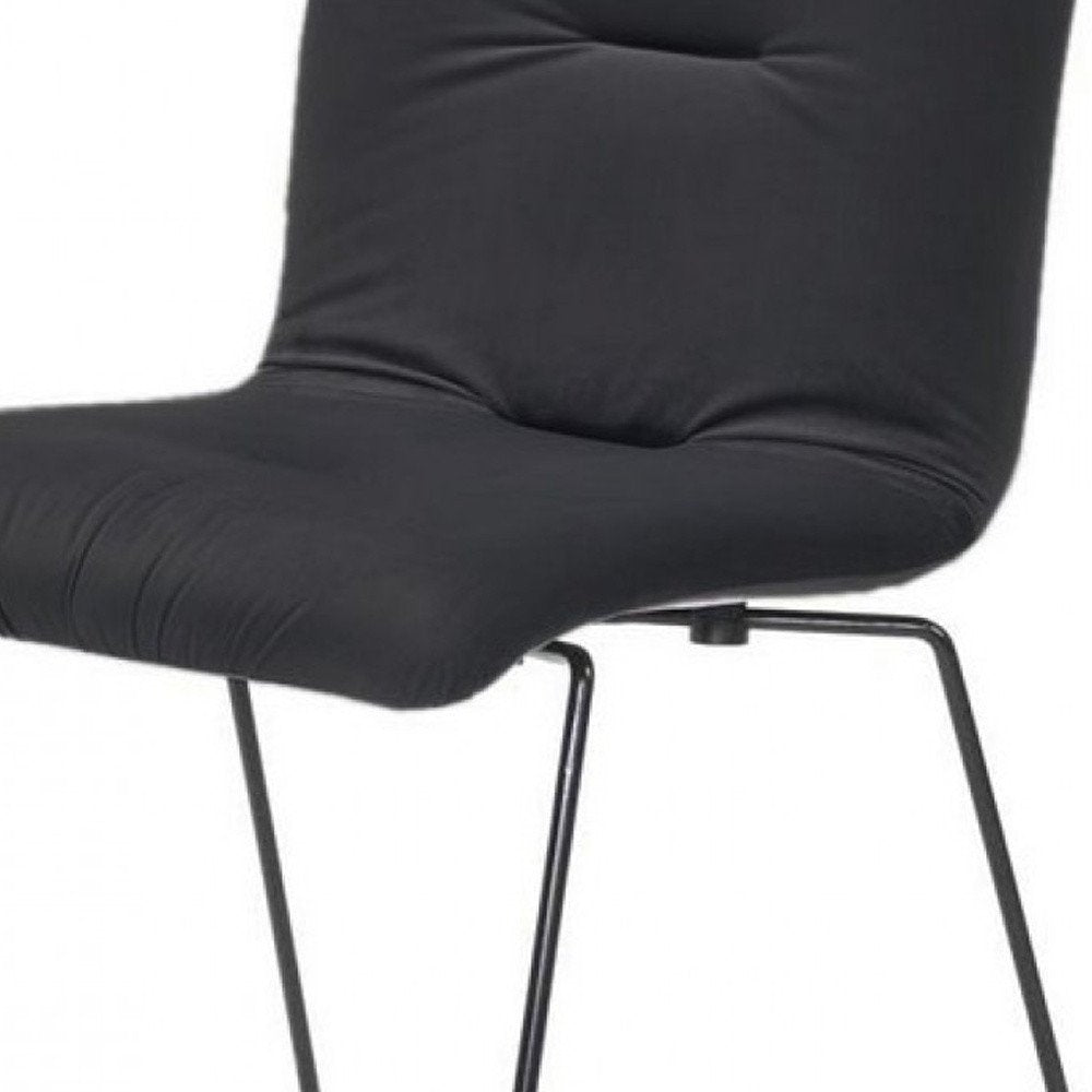 Set of Two Gray and Black Upholstered Fabric Dining Side Chairs