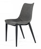 Set of Two Gray and Black Upholstered Faux Leather Dining Side Chairs