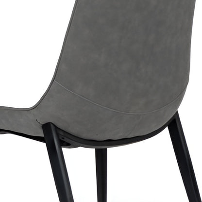 Set of Two Gray Faux Leather Dining Chairs