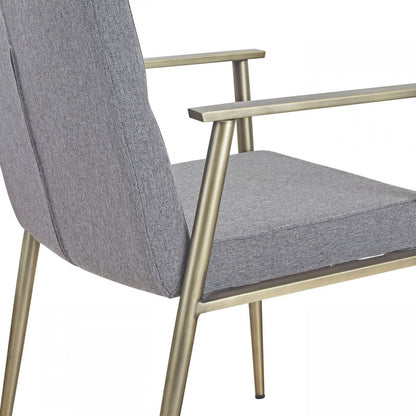 Gray Antique Brass Contemporary Dining Chair