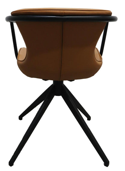 Camel and Black Upholstered Faux Leather Dining Arm Chair