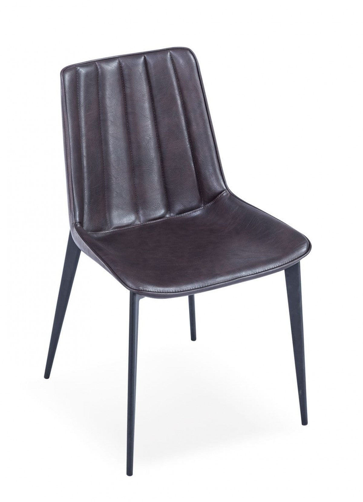 Set of Two Brown Black Modern Dining Chairs