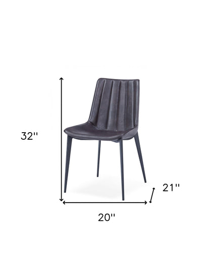 Set of Two Brown Black Modern Dining Chairs