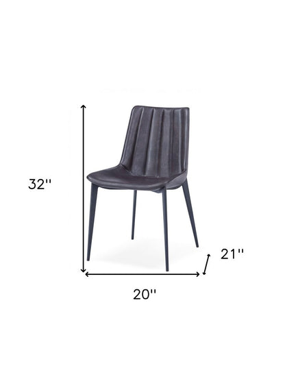 Set of Two Brown and Black Upholstered Faux Leather Dining Side Chairs