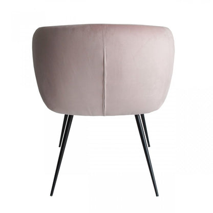 Pink and Black Upholstered Velvet Dining Arm Chair