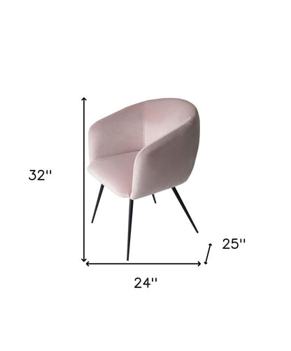 Pink and Black Upholstered Velvet Dining Arm Chair