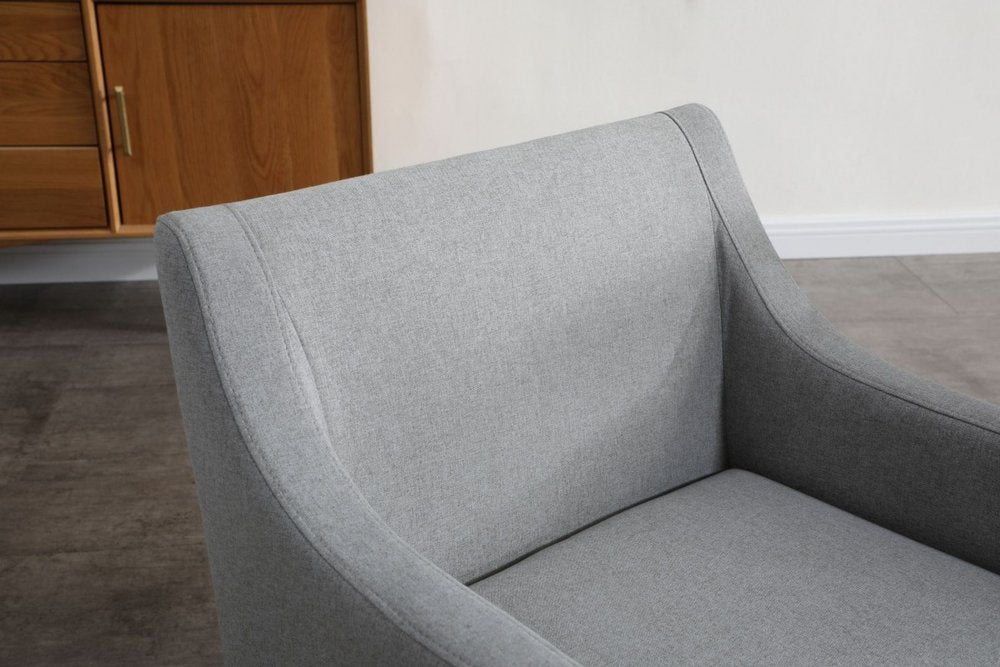Gray and Antiqued Brass Upholstered Fabric Dining Arm Chair