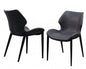 Set of Two Gray and Black Upholstered Faux Leather Wing Back Dining Side Chairs