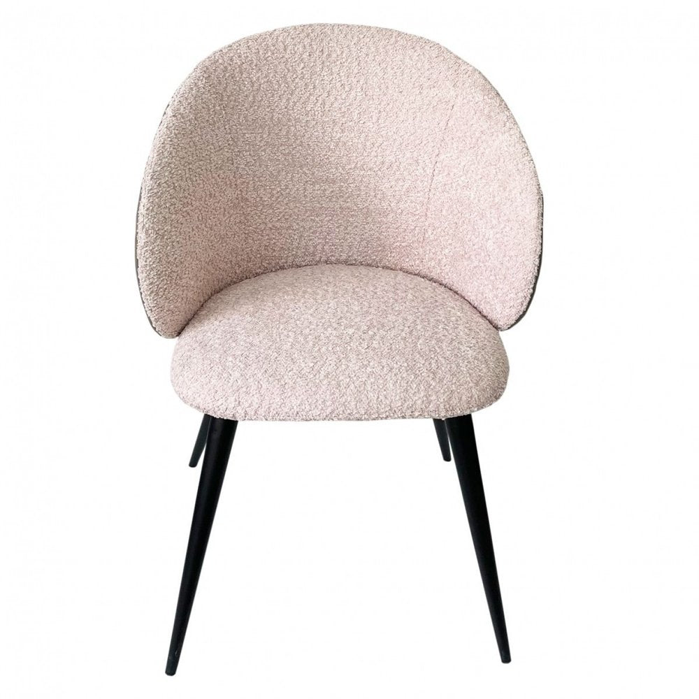 Cream and Black Upholstered Fabric Wing Back Dining Arm Chair