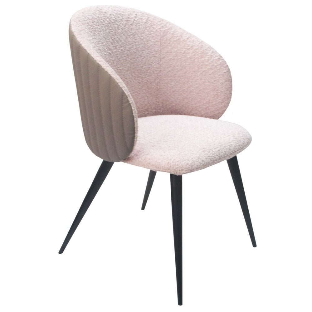 Cream and Black Upholstered Fabric Wing Back Dining Arm Chair