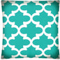 17" Aqua and White Quatrefoil Indoor Outdoor Throw Pillow Cover