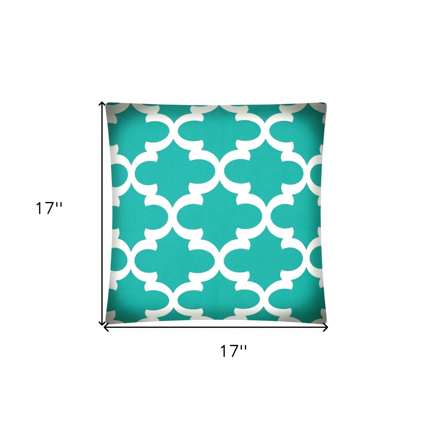 17" Aqua and White Quatrefoil Indoor Outdoor Throw Pillow Cover