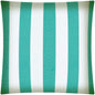 17" Turquoise and White Striped Indoor Outdoor Throw Pillow Cover