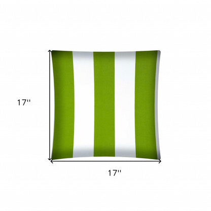 17" X 17" Green And Ivory Zippered Striped Throw Indoor Outdoor Pillow Cover