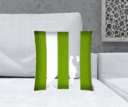 17" X 17" Green And Ivory Zippered Striped Throw Indoor Outdoor Pillow Cover