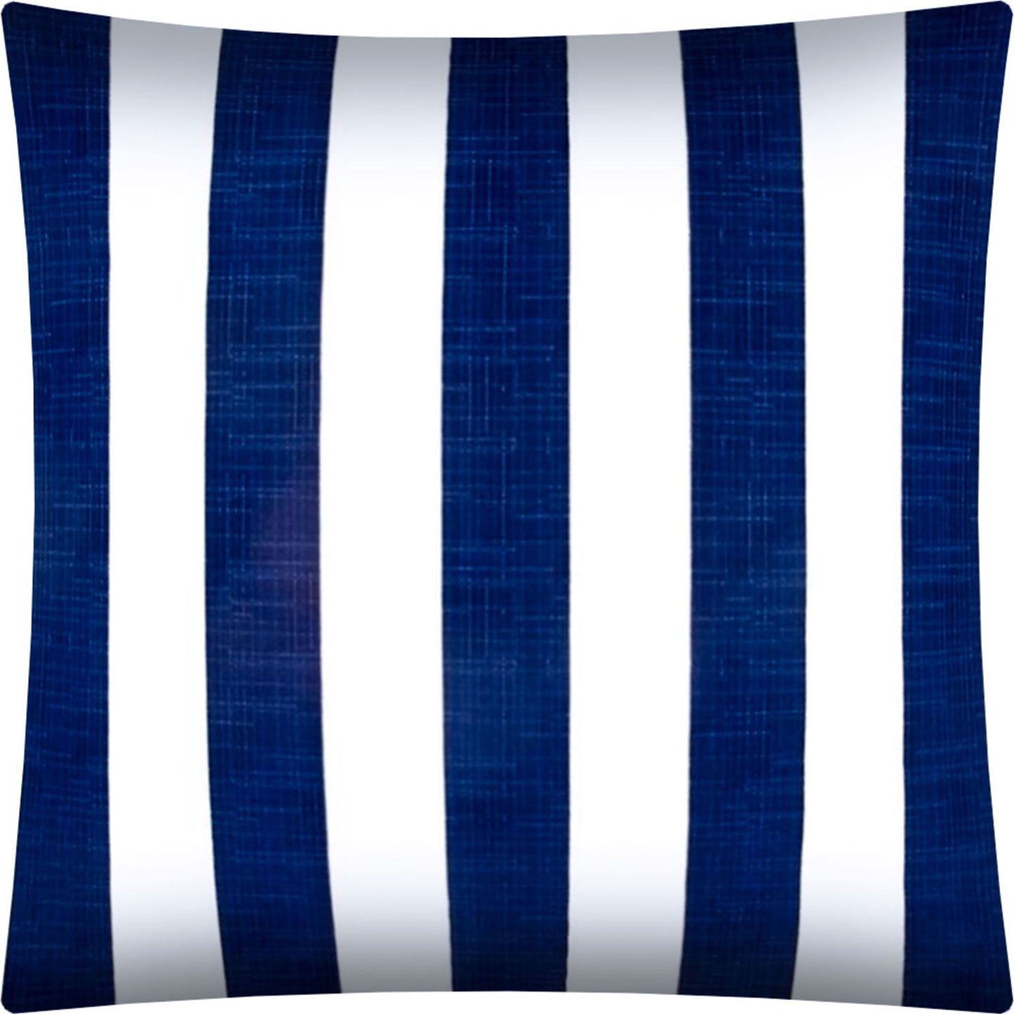 17" X 17" Navy Blue And White Zippered Striped Throw Indoor Outdoor Pillow Cover