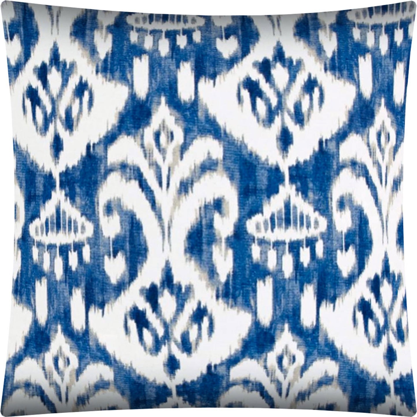 17" Indigo Taupe and Cream Ikat Indoor Outdoor Throw Pillow Cover