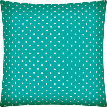 17" Turquoise and White Polka Dot Indoor Outdoor Throw Pillow Cover