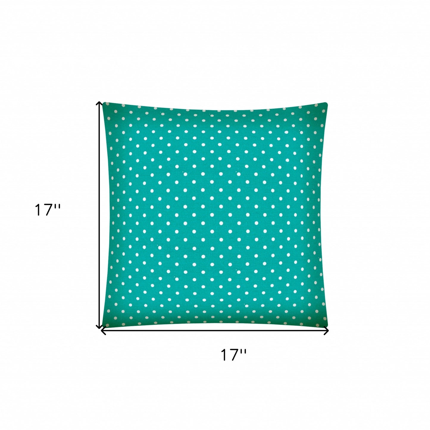 17" Turquoise and White Polka Dot Indoor Outdoor Throw Pillow Cover