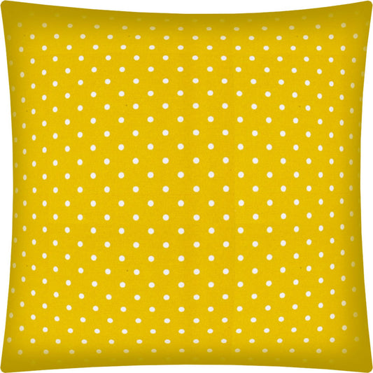 17" Yellow and White Polka Dot Indoor Outdoor Throw Pillow Cover