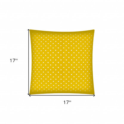 17" Yellow and White Polka Dot Indoor Outdoor Throw Pillow Cover