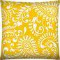 17" Yellow and White Paisley Indoor Outdoor Throw Pillow Cover