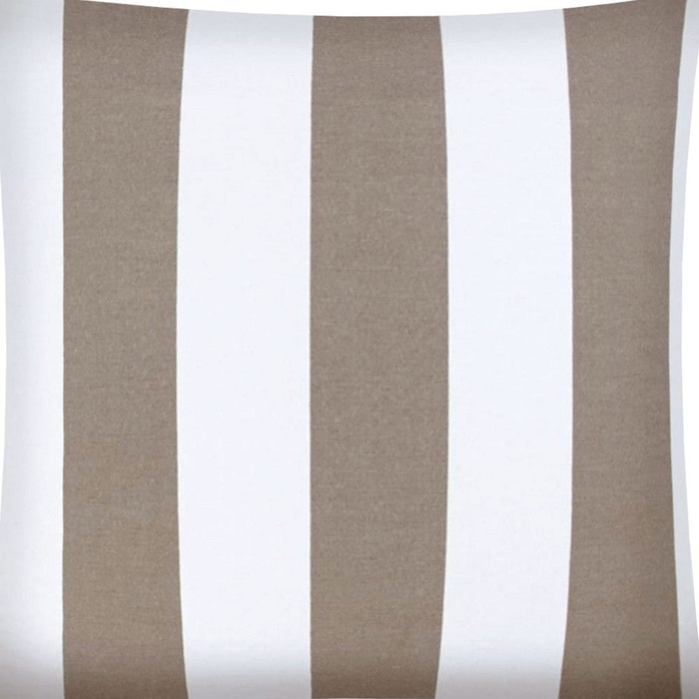 17" X 17" Taupe And Ivory Zippered Striped Throw Indoor Outdoor Pillow Cover