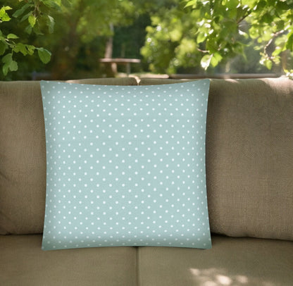 17" Seafoam Polka Dot Indoor Outdoor Throw Pillow Cover