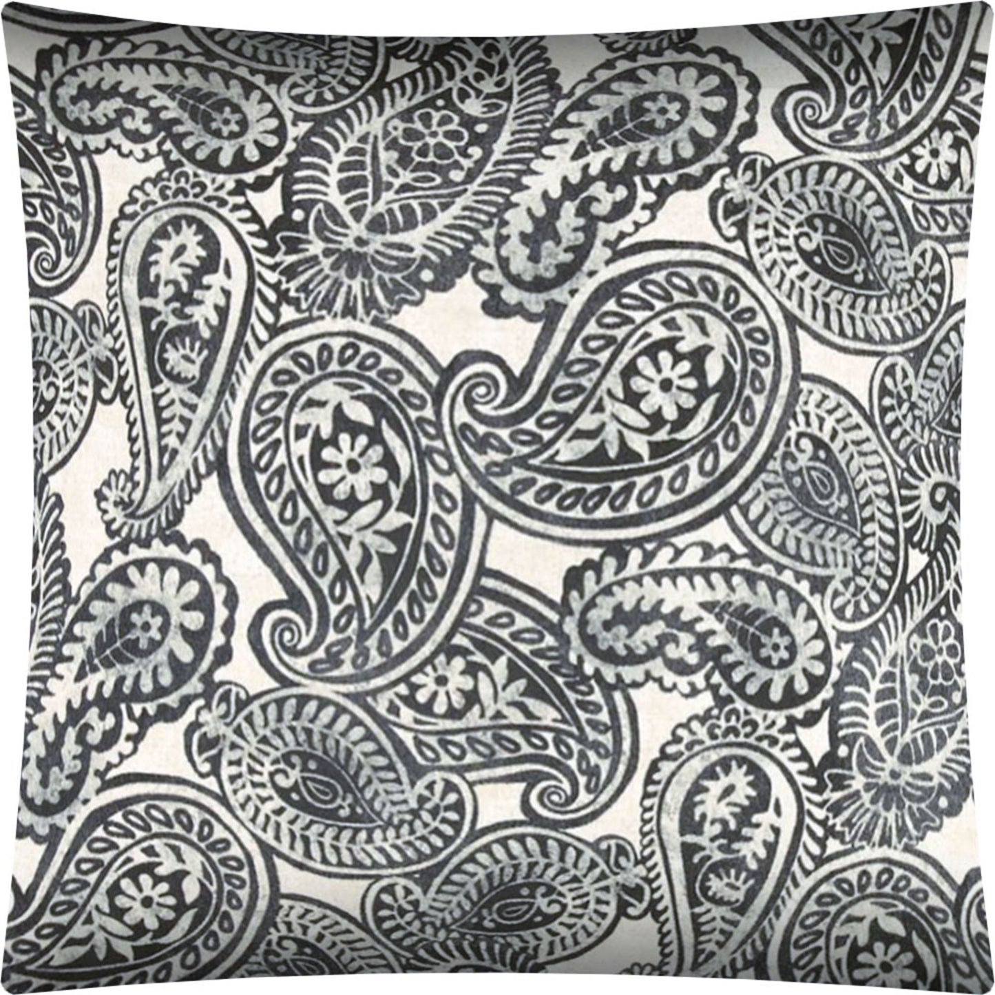 17" X 17" Gray And Cream Zippered Paisley Throw Indoor Outdoor Pillow Cover