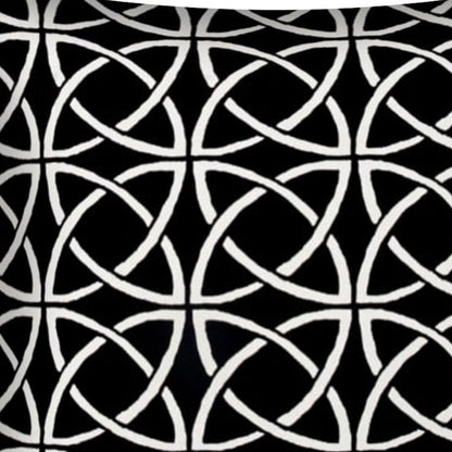 17" Black and White Interlocking Indoor Outdoor Throw Pillow Cover