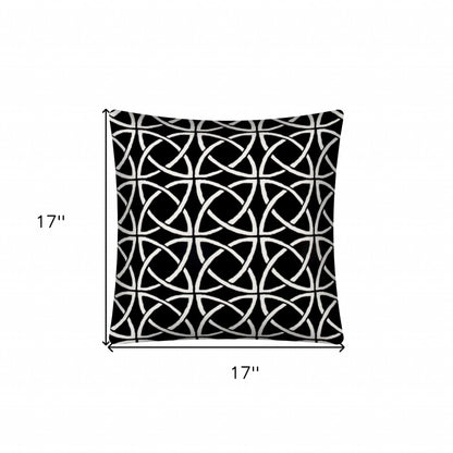 17" Black and White Interlocking Indoor Outdoor Throw Pillow Cover