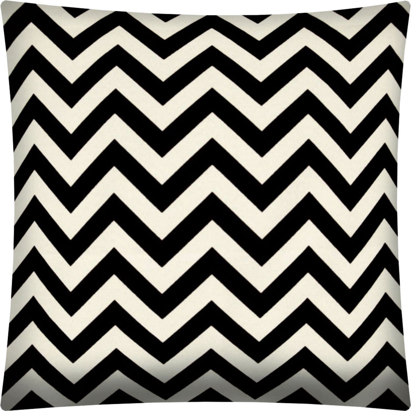 17" Black and Ivory Chevron Indoor Outdoor Throw Pillow Cover